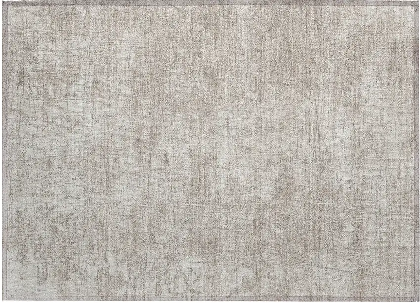 Ivory Abstract Washable Non Skid Indoor Outdoor Area Rug Photo 2