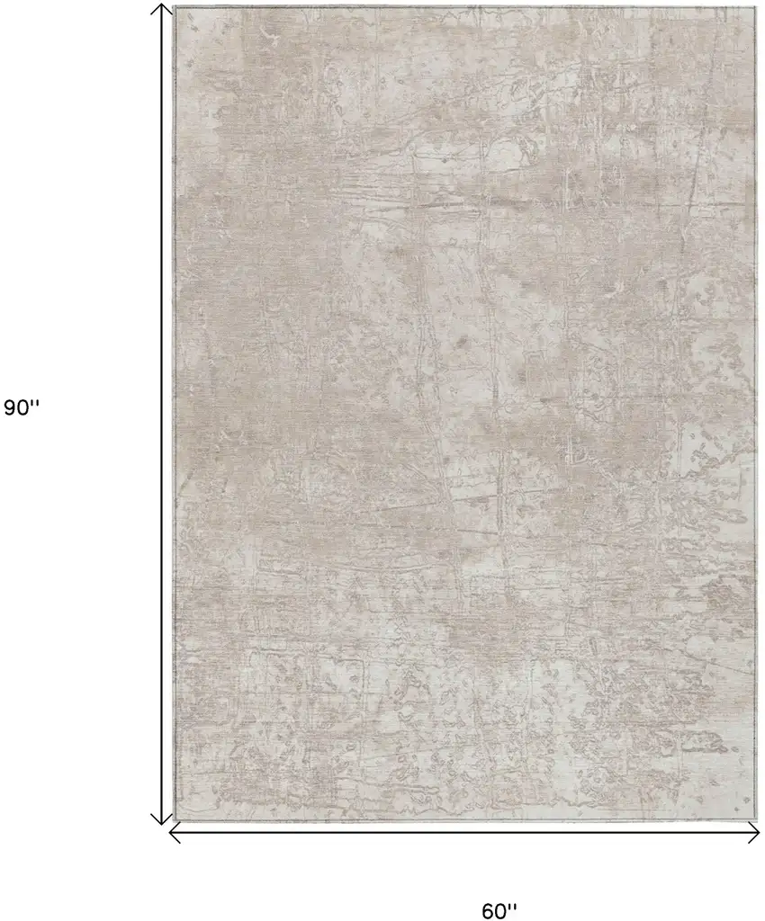 Ivory Abstract Washable Non Skid Indoor Outdoor Area Rug Photo 3