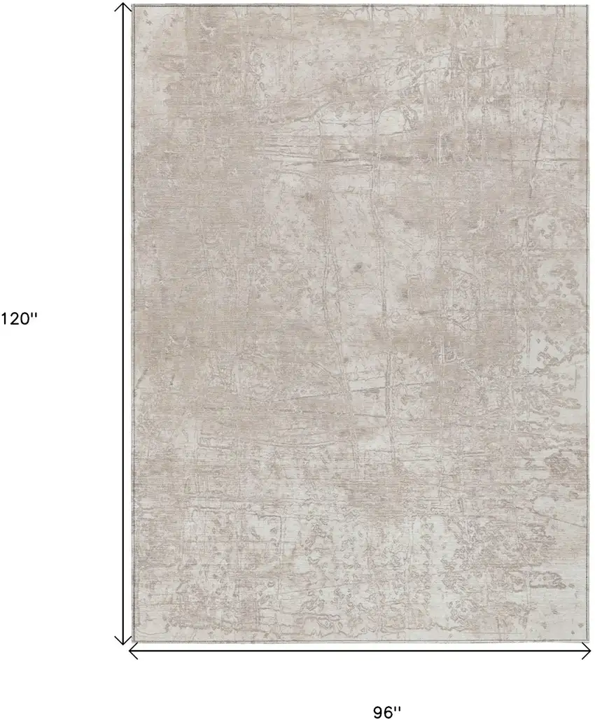 Ivory Abstract Washable Non Skid Indoor Outdoor Area Rug Photo 3