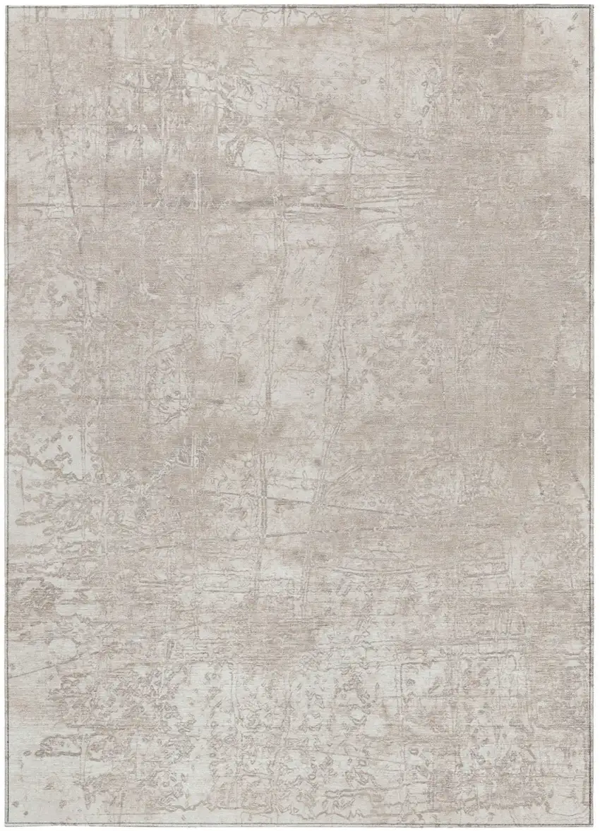 Ivory Abstract Washable Non Skid Indoor Outdoor Area Rug Photo 4