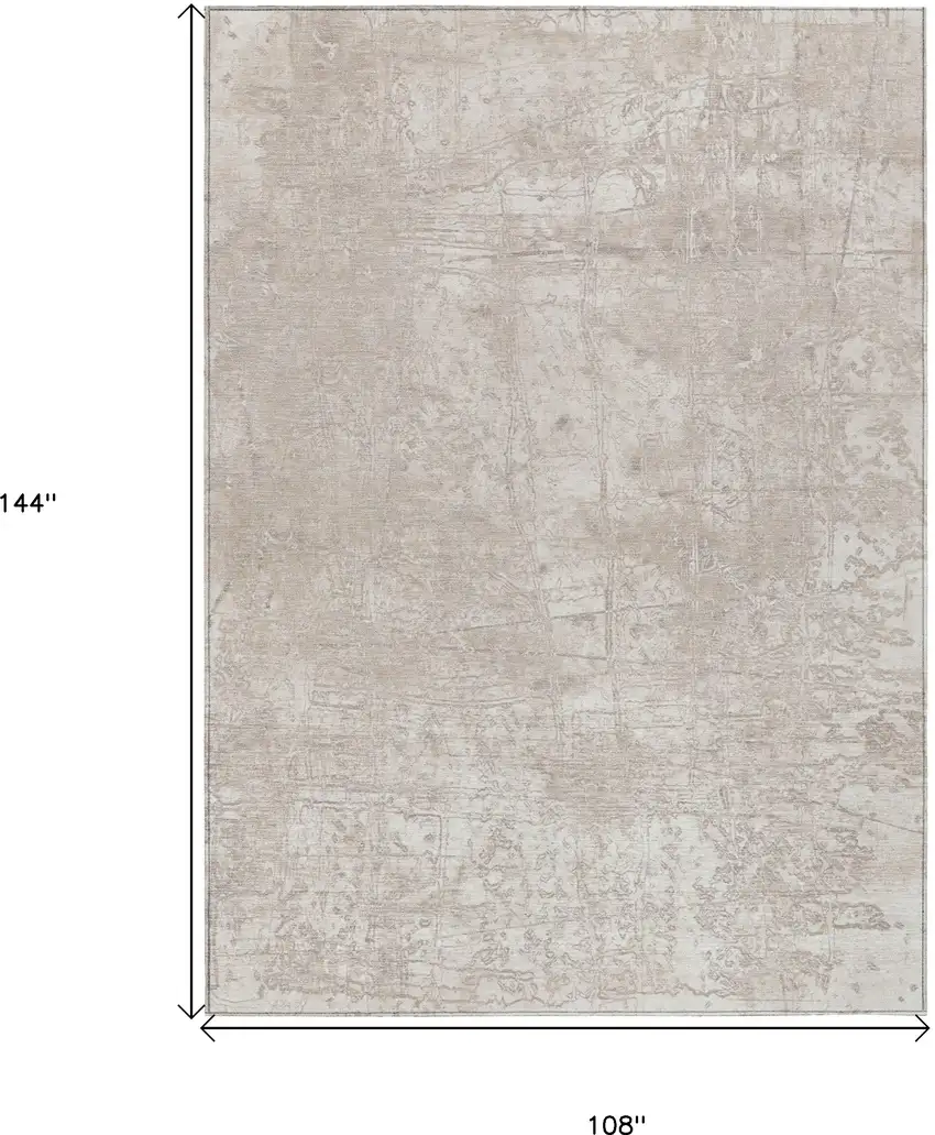 Ivory Abstract Washable Non Skid Indoor Outdoor Area Rug Photo 3