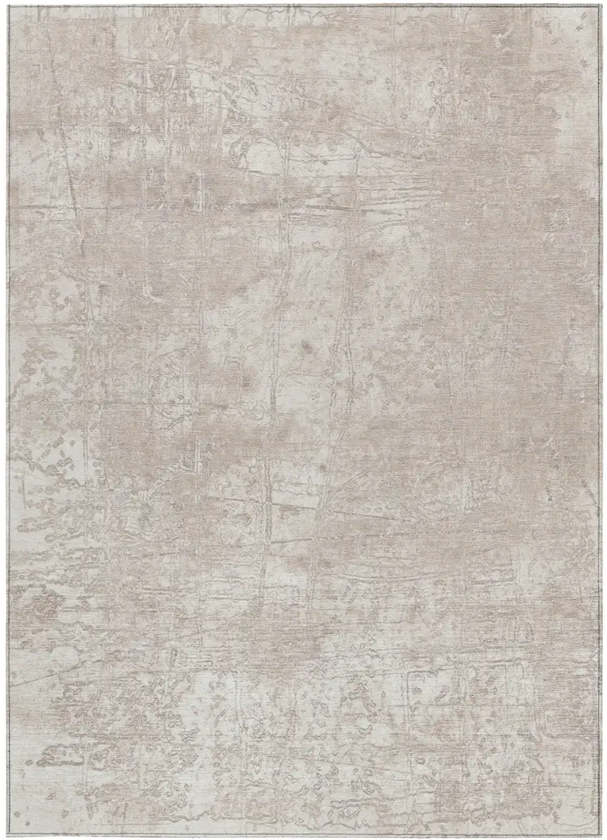 Ivory Abstract Washable Non Skid Indoor Outdoor Area Rug Photo 5