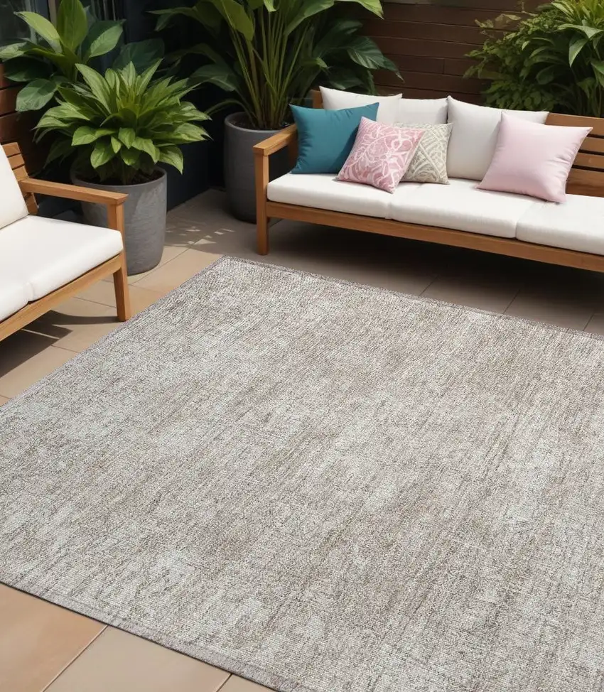 Ivory Abstract Washable Non Skid Indoor Outdoor Area Rug Photo 1