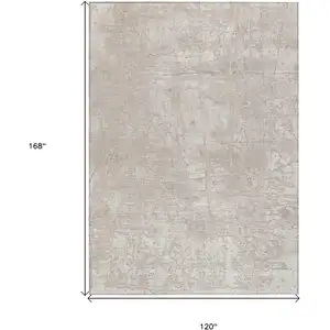 Photo of Ivory Abstract Washable Non Skid Indoor Outdoor Area Rug