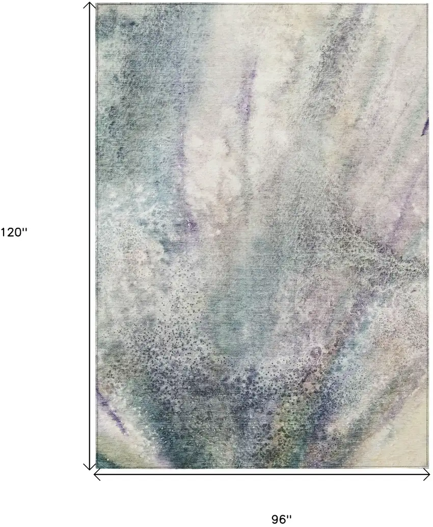 Ivory Abstract Washable Non Skid Indoor Outdoor Area Rug Photo 3