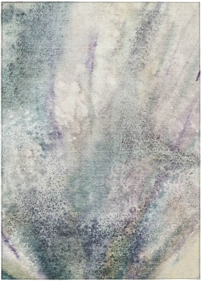 Ivory Abstract Washable Non Skid Indoor Outdoor Area Rug Photo 2