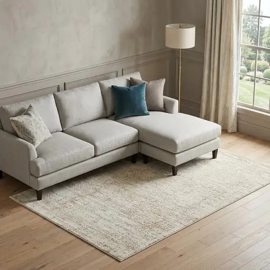 Ivory And Beige Abstract Area Rug Photo 1