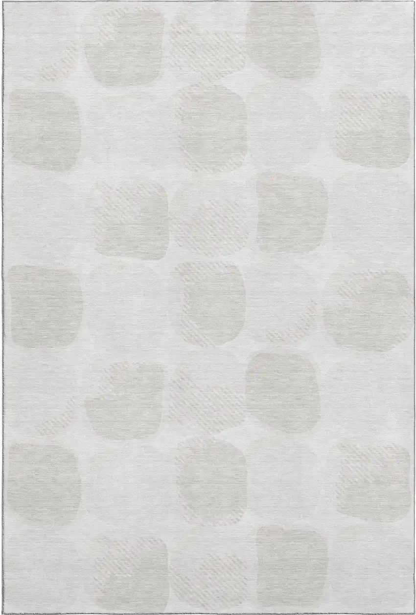 Ivory And Beige Abstract Geometric Washable Area Rug With UV Protection Photo 1