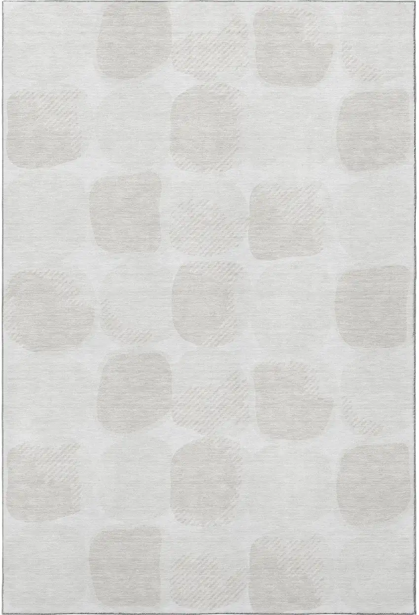 Ivory And Beige Abstract Geometric Washable Area Rug With UV Protection Photo 4