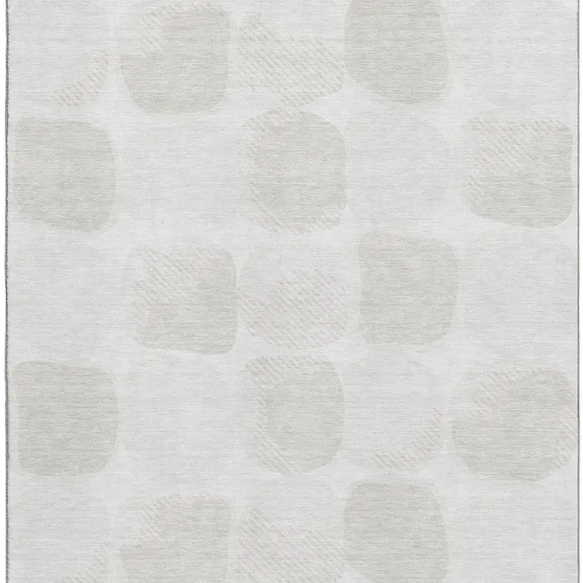Ivory And Beige Abstract Geometric Washable Area Rug With UV Protection Photo 4