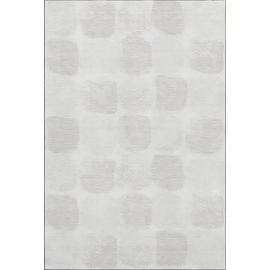 Ivory And Beige Abstract Geometric Washable Area Rug With UV Protection Photo 1