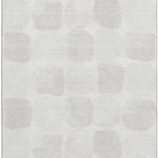 Ivory And Beige Abstract Geometric Washable Area Rug With UV Protection Photo 3