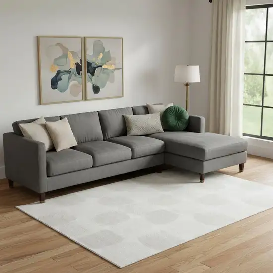 Ivory And Beige Abstract Geometric Washable Area Rug With UV Protection Photo 1