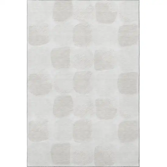 Ivory And Beige Abstract Geometric Washable Area Rug With UV Protection Photo 4