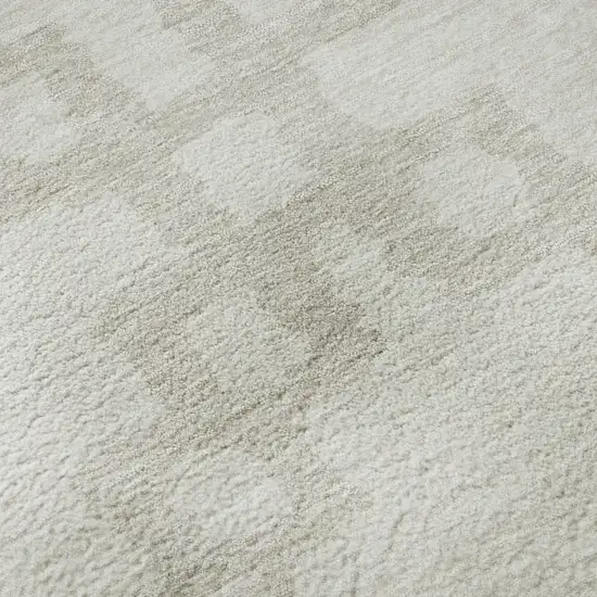 Ivory And Beige Abstract Geometric Washable Area Rug With UV Protection Photo 9