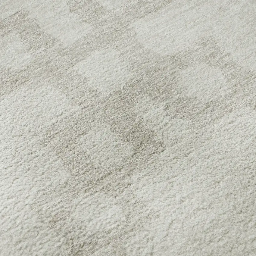 Ivory And Beige Abstract Geometric Washable Area Rug With UV Protection Photo 9