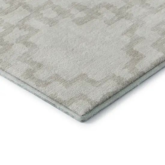 Ivory And Beige Abstract Geometric Washable Area Rug With UV Protection Photo 7