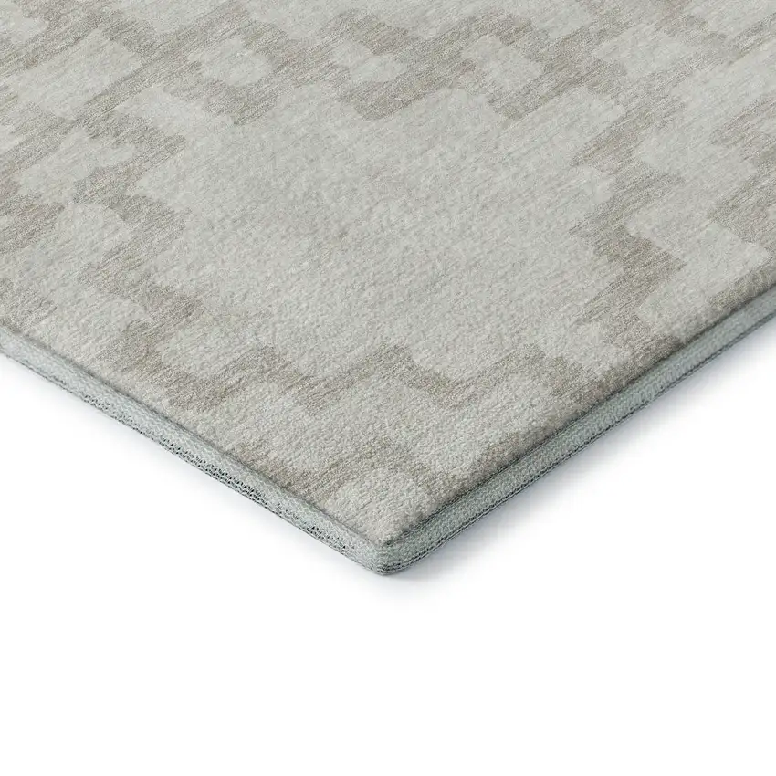 Ivory And Beige Abstract Geometric Washable Area Rug With UV Protection Photo 7