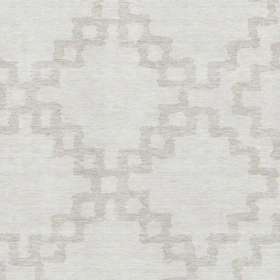 Ivory And Beige Abstract Geometric Washable Area Rug With UV Protection Photo 3