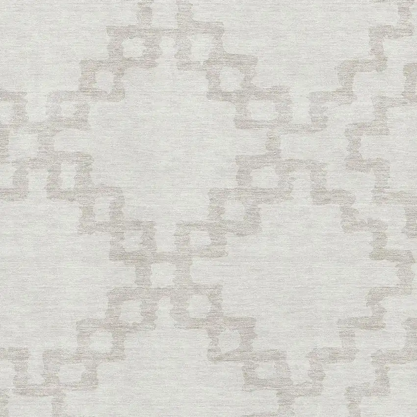 Ivory And Beige Abstract Geometric Washable Area Rug With UV Protection Photo 3