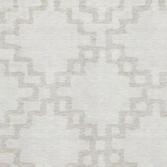 Ivory And Beige Abstract Geometric Washable Area Rug With UV Protection Photo 3