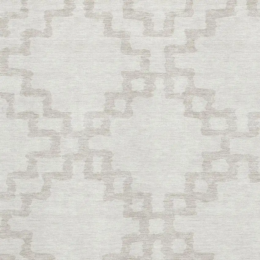 Ivory And Beige Abstract Geometric Washable Area Rug With UV Protection Photo 3