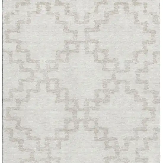 Ivory And Beige Abstract Geometric Washable Area Rug With UV Protection Photo 4