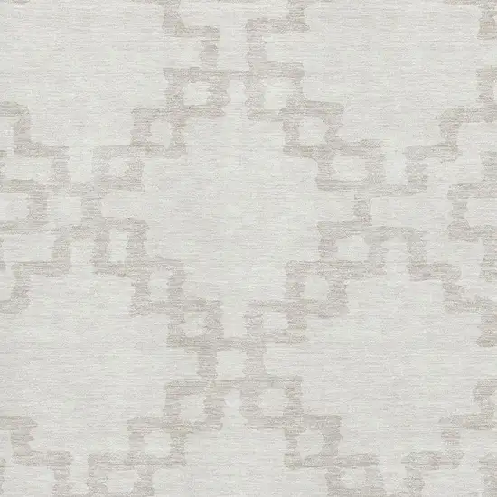 Ivory And Beige Abstract Geometric Washable Area Rug With UV Protection Photo 3