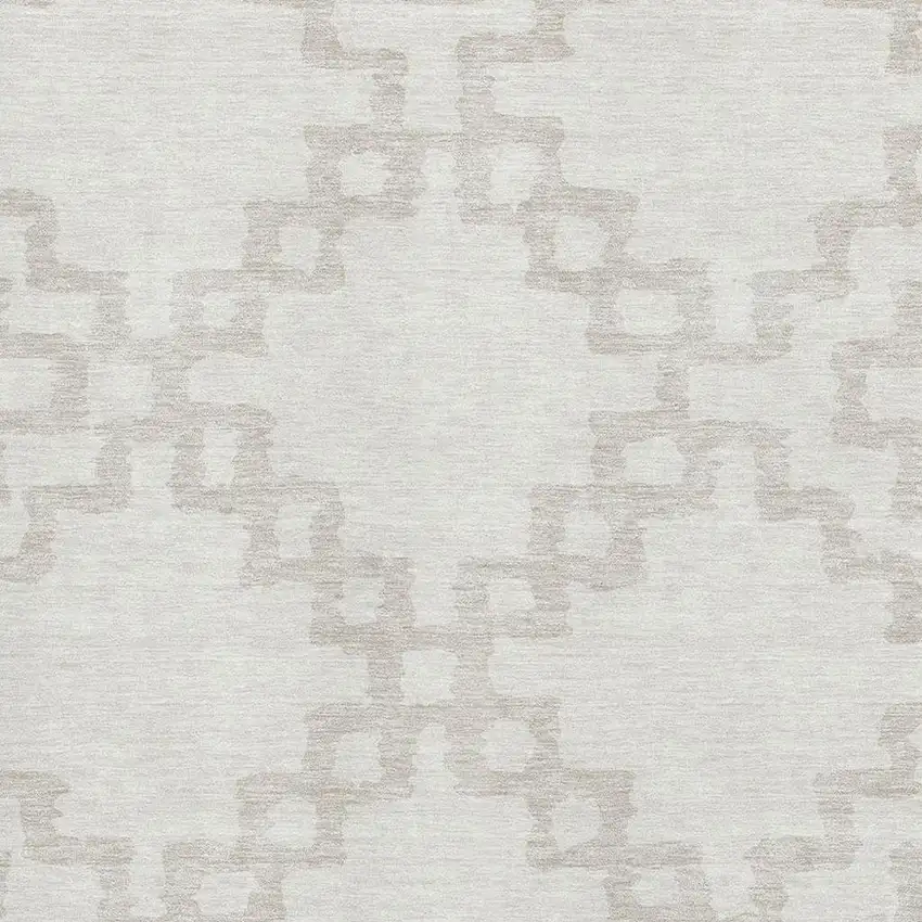 Ivory And Beige Abstract Geometric Washable Area Rug With UV Protection Photo 3