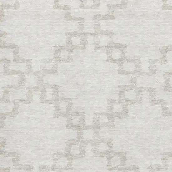 Ivory And Beige Abstract Geometric Washable Area Rug With UV Protection Photo 3