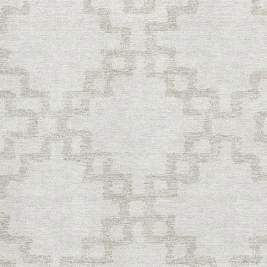 Ivory And Beige Abstract Geometric Washable Area Rug With UV Protection Photo 3