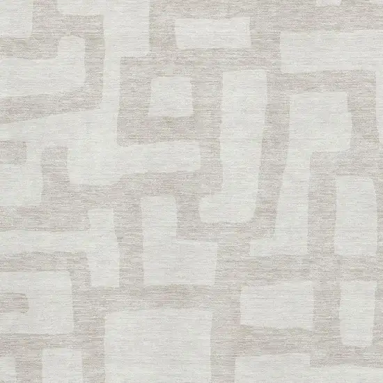 Ivory And Beige Abstract Geometric Washable Area Rug With UV Protection Photo 3