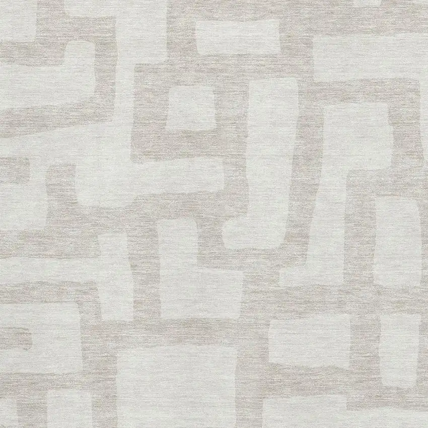 Ivory And Beige Abstract Geometric Washable Area Rug With UV Protection Photo 3