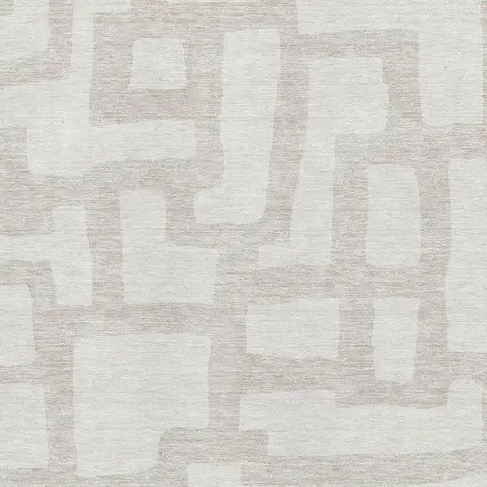 Ivory And Beige Abstract Geometric Washable Area Rug With UV Protection Photo 3