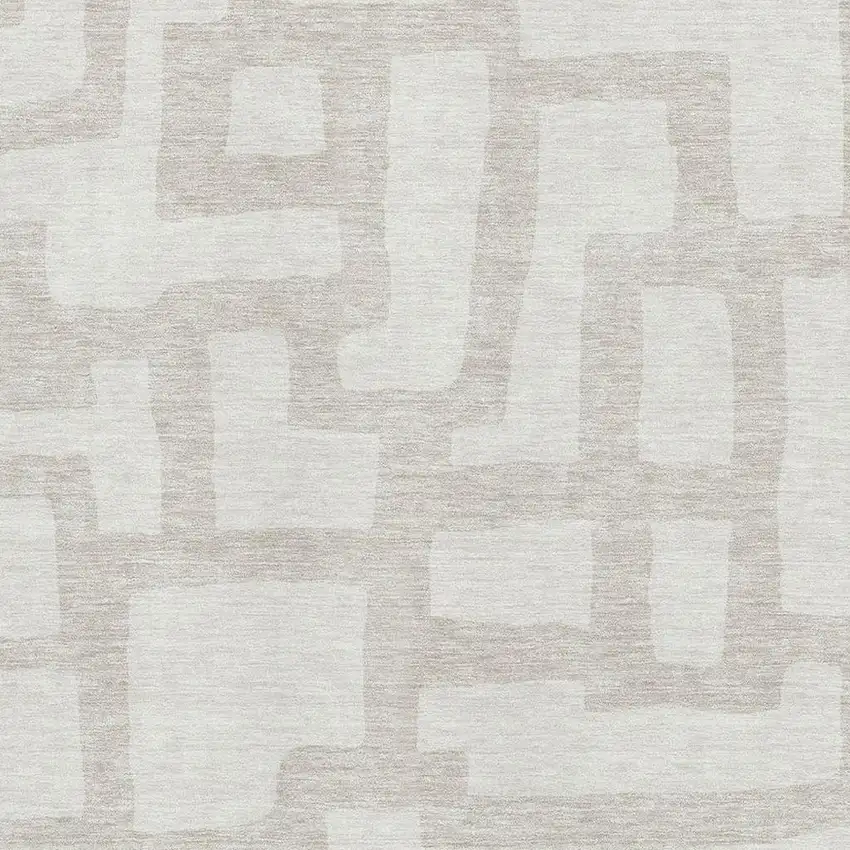 Ivory And Beige Abstract Geometric Washable Area Rug With UV Protection Photo 3