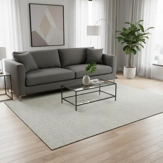 Ivory And Beige Abstract Geometric Washable Area Rug With UV Protection Photo 2