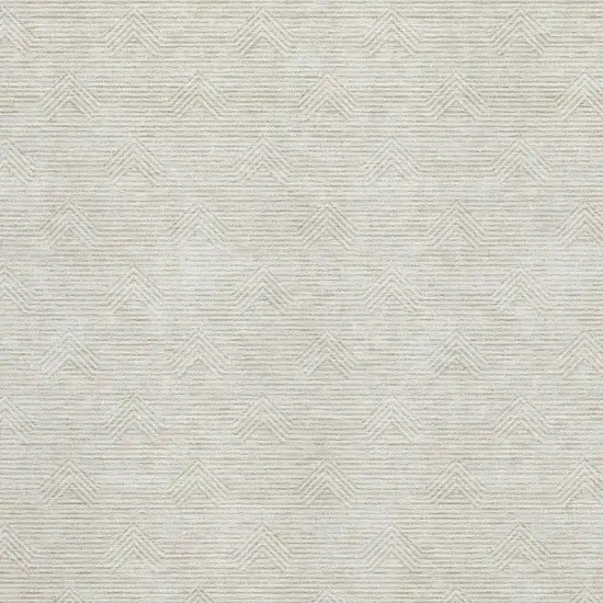 Ivory And Beige Abstract Geometric Washable Area Rug With UV Protection Photo 3