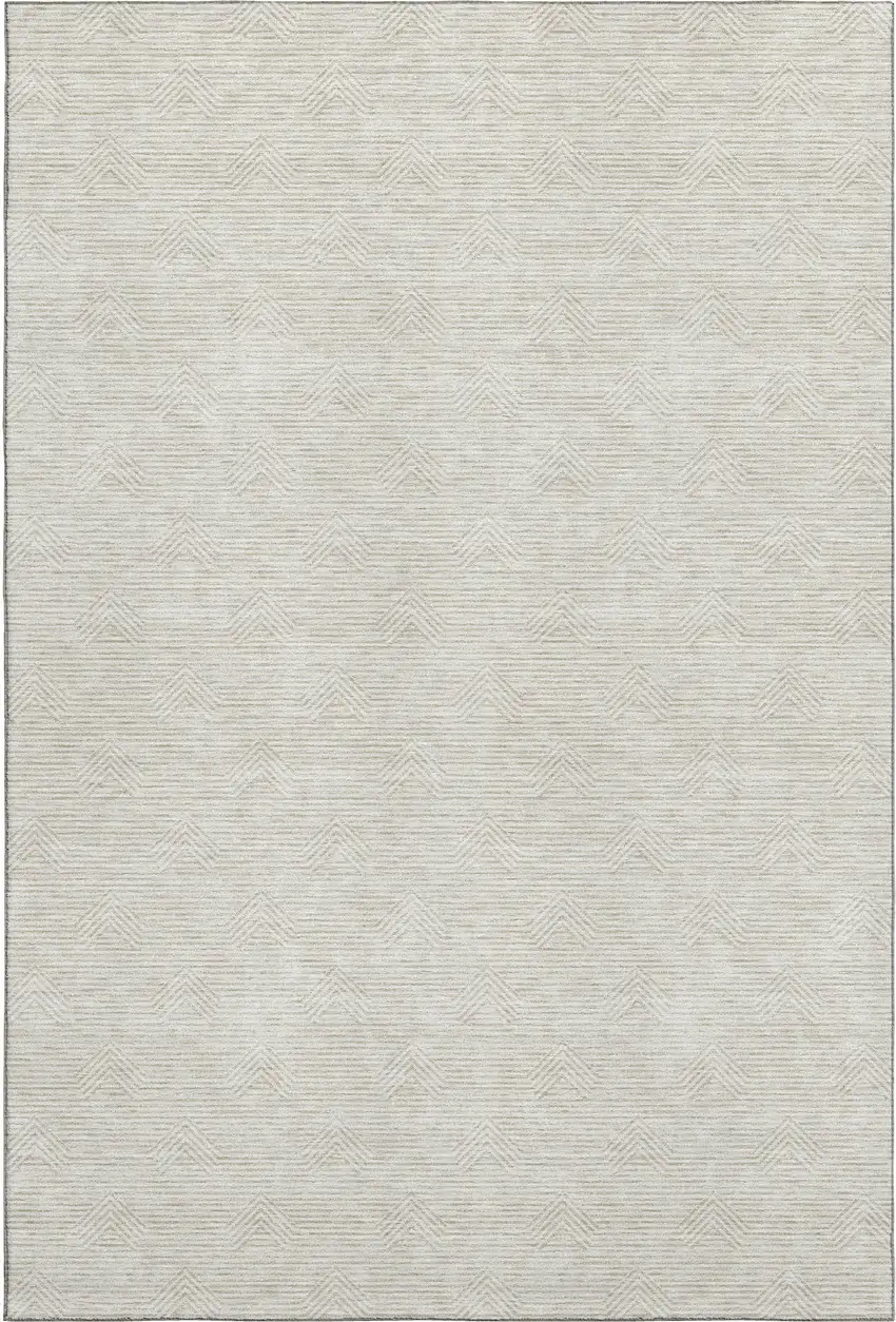 Ivory And Beige Abstract Geometric Washable Area Rug With UV Protection Photo 1