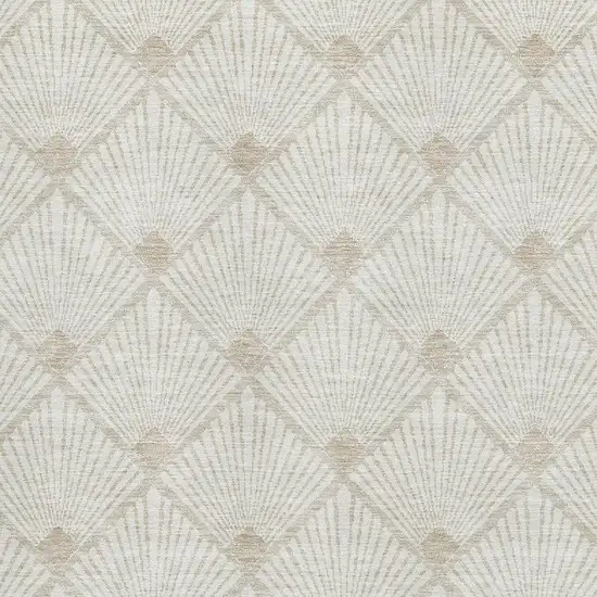 Ivory And Beige Abstract Geometric Washable Area Rug With UV Protection Photo 3