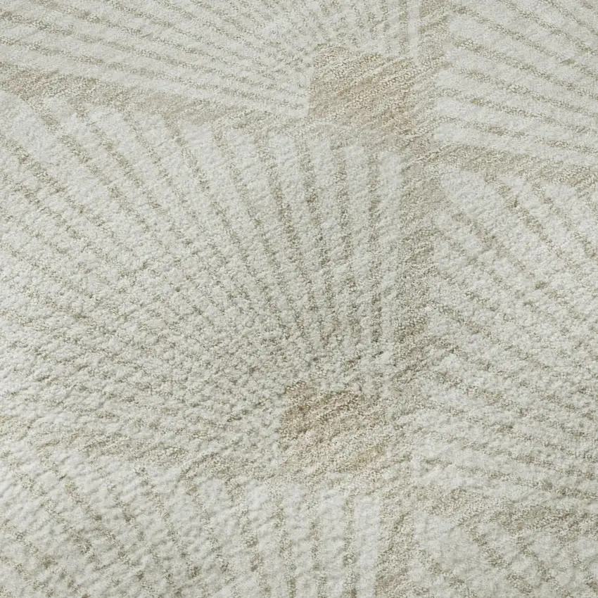 Ivory And Beige Abstract Geometric Washable Area Rug With UV Protection Photo 9
