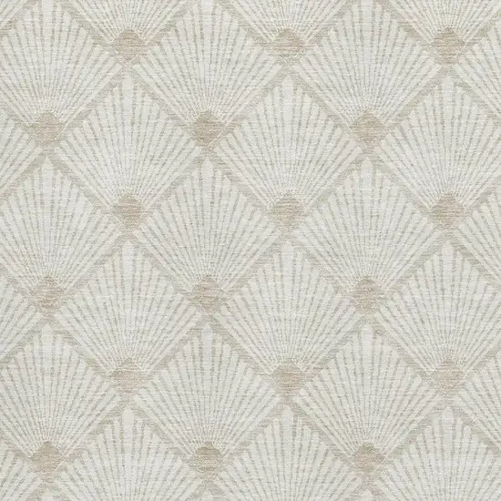 Ivory And Beige Abstract Geometric Washable Area Rug With UV Protection Photo 3