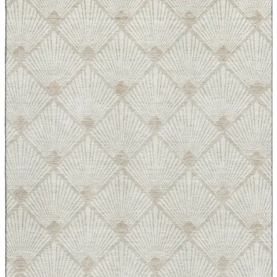 Ivory And Beige Abstract Geometric Washable Area Rug With UV Protection Photo 4