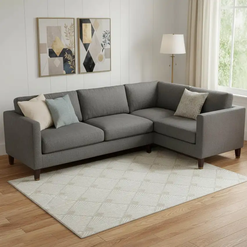 Ivory And Beige Abstract Geometric Washable Area Rug With UV Protection Photo 1