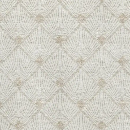 Ivory And Beige Abstract Geometric Washable Area Rug With UV Protection Photo 3