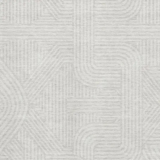 Ivory And Beige Abstract Geometric Washable Area Rug With UV Protection Photo 3