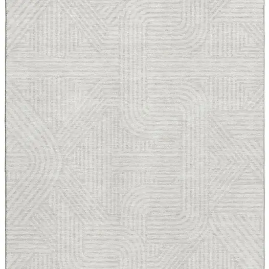 Ivory And Beige Abstract Geometric Washable Area Rug With UV Protection Photo 4