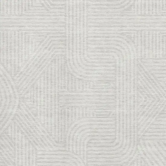 Ivory And Beige Abstract Geometric Washable Area Rug With UV Protection Photo 3