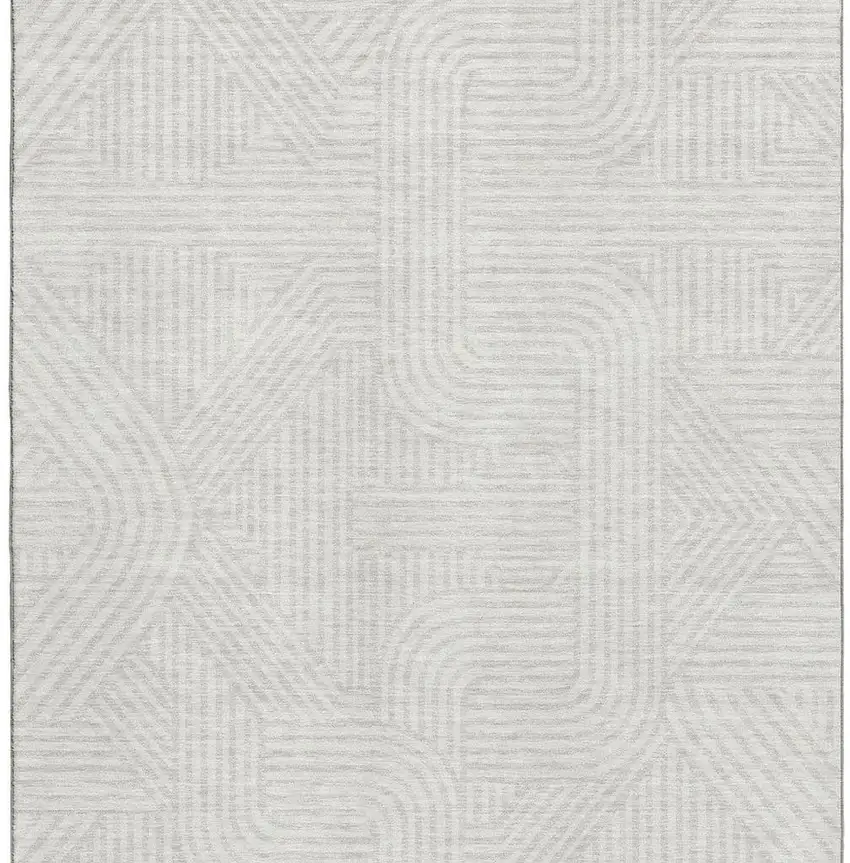 Ivory And Beige Abstract Geometric Washable Area Rug With UV Protection Photo 4