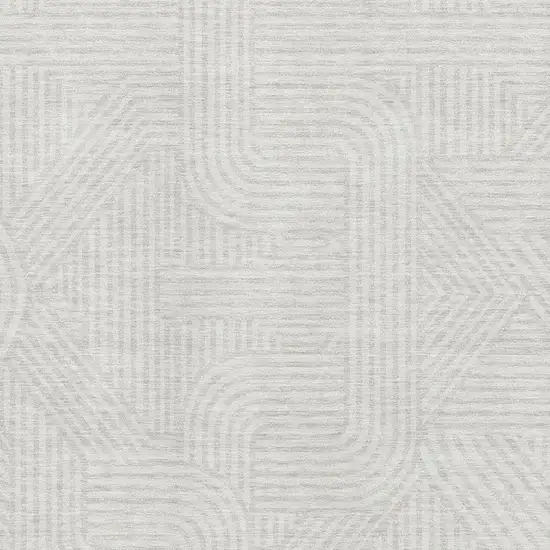 Ivory And Beige Abstract Geometric Washable Area Rug With UV Protection Photo 3