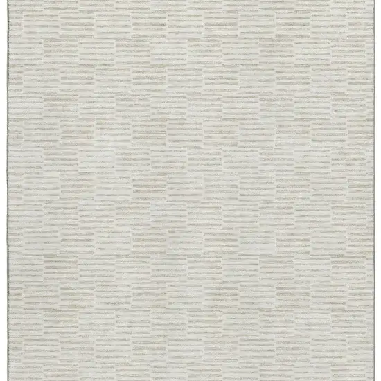 Ivory And Beige Abstract Geometric Washable Area Rug With UV Protection Photo 5